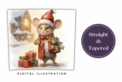 Watercolor Christmas Tumbler Design, Christmas Mouse PNG Product Image 3