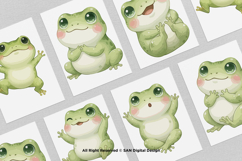 15 Bundle Watercolor Cute Frog Baby Fat Frog Green Animal Product Image 3