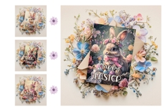 Happy Easter Card Printable, Easter Bunny Greeting Cards Product Image 3