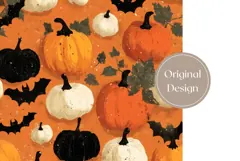 Vintage Halloween Bats Tumbler, Fall Pumpkins Tumbler Design Product Image 3