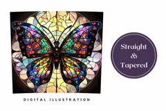 Stained Glass Butterfly Tumbler Template, Butterflies PNG Product Image 3