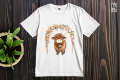 Floral Arch Highland Cow Clipart Sublimation PNG Product Image 3