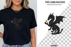 Black Embroidery Dragon PNG, Fantasy Dragon Clipart, Gothic Product Image 3