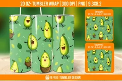 Avacado Tumbler Wrap Designs, Sublimation Wrap Product Image 1