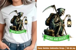 Funny Skeleton Sublimation, Broke and boujee PNG Product Image 1