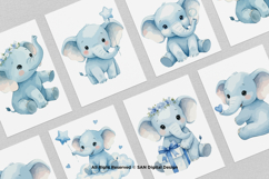 15 Bundle Watercolor Blue Elephant Big Fun Animal Wildlife Product Image 3
