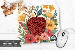 Leopard Print Apple Blossom Mouse Pad PNG Design Product Image 1