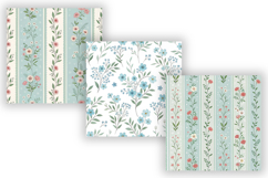 Cottagecore Seamless Digital Paper Pack, Blue Floral Vintage Product Image 3