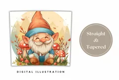 Autumn Gnome Tumbler Wrap, Mushrooms Sublimation Tumbler PNG Product Image 3