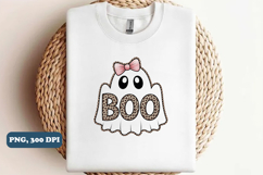 Preppy Ghost Boo PNG, Leopard Spooky Coquette PNG Product Image 1