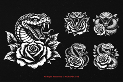 10 Bundle Dark Art Snakes Viper Head with Floral Rose Product Image 5