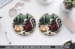 Badger Car Coaster Sublimation| Christmas Coaster PNG Product Image 1