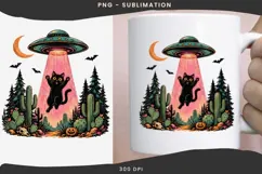 UFO black cat png design for T-shirt Product Image 3