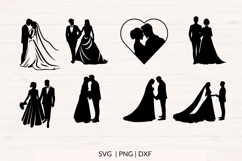 Bride and Groom SVG Bundle | 15 Wedding Couple Silhouettes Product Image 3