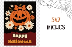 Happy Halloween Greeting Card, Retro Halloween Pumpkin Card Product Image 3