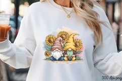 Gnome with Sunflowers PNG, Sunflower Sublimation PNG Product Image 3