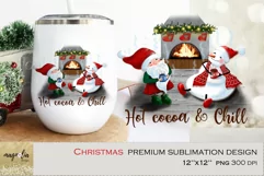 Hot cocoa and chill- snowman and gnome PNG sublimation Product Image 1