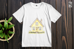 Yellow Cottage Watercolor Clipart PNG Product Image 3