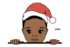 Christmas Black Boy Santa Hat SVG Clipart for Shirts Design Product Image 3