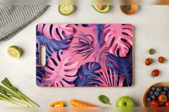 Pink Tropical Leaves Cutting Boards sublimation Design Product Image 3
