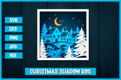 Christmas 3d paper cuts SVG I Christmas scene shadow box Product Image 1