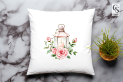 Watercolor Rose Lantern Clipart Sublimation PNG Product Image 3