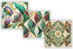 Luxury Stained Glass Mosaic Seamless Patterns, Gold Foil Product Image 3