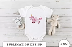 Watercolor cute unicorn sublimation png Product Image 3