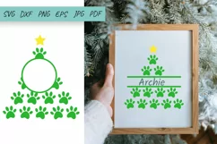 Dog Svg, Dog Paw Christmas, Monogram Dog Paw, Christmas Svg Product Image 2