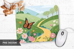 Whimsical Butterfly Garden Mouse Pad PNG Design Product Image 1