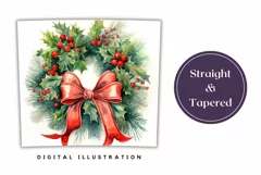 Christmas Tumbler Wrap, Watercolor Christmas Wreath Tumbler Product Image 3