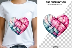 Valentine knitted heart png design for T-shirts Product Image 3