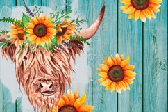 Highland cow png, Sunflower tumbler, 20 oz skinny Product Image 3