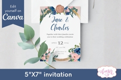 Navy and Blush Wedding Invitation Canva template Product Image 5