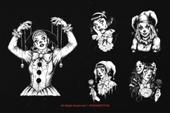 10 Bundle Dark Art Clown Girl Joker Horror Women Circus Product Image 5