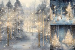Silvery and golden Christmas forest printable digital papers Product Image 3