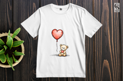 Cute Teddy Bear with Heart Balloon Clipart Sublimation PNG Product Image 2