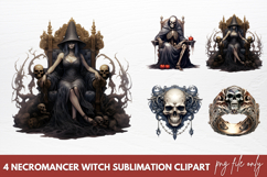 Watercolor Necromancer Witch Sublimation Clipart Product Image 1