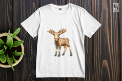 Watercolor Moose Calf Forest Animal Clipart Sublimation PNG Product Image 3