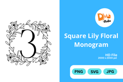 Square Lily Floral Monogram Product Image 1
