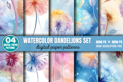 Watercolor dandelions set Digital Background Paper Bundle PN Product Image 4