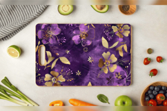 Purple &amp; Gold Floral Cutting Boards sublimation Design Product Image 3