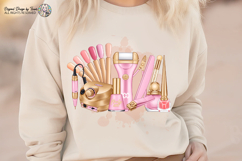 Nail Tech Sublimation PNG Pink Gold Beauty Tools Design Product Image 8