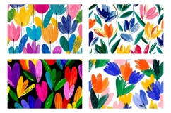 Cartoon Tulips Cosmetic Bag, Flowers Cosmetic Bag PNG Product Image 3