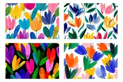 Cartoon Tulips Cosmetic Bag, Flowers Cosmetic Bag PNG Product Image 3