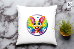 Cute Rainbow Butterfly Clipart Sublimation PNG Product Image 3