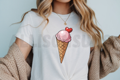 Pink Ice Cream Cone Topped With A Red Heart Illustration Product Image 3