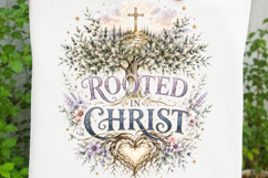 Rooted in Christ Christian Floral Tree Sublimation SVG Product Image 1