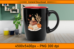 Cozy Fall Books Candles and Pumpkin Sublimation PNG Product Image 3