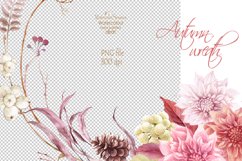 Pink Blush Dahlias Watercolor Wreath, Boho Wedding clipart Product Image 3